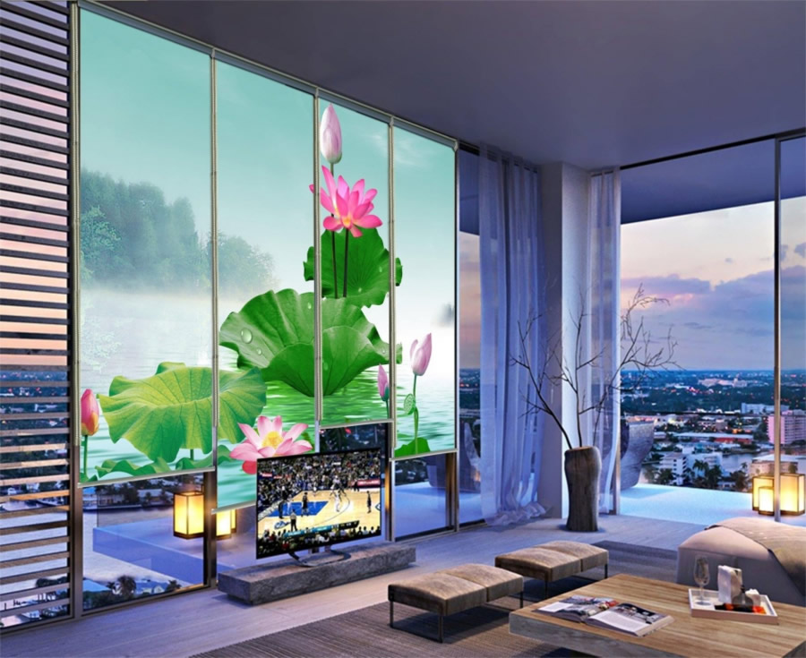 Rèm bạt cuốn tranh che mưa nắng